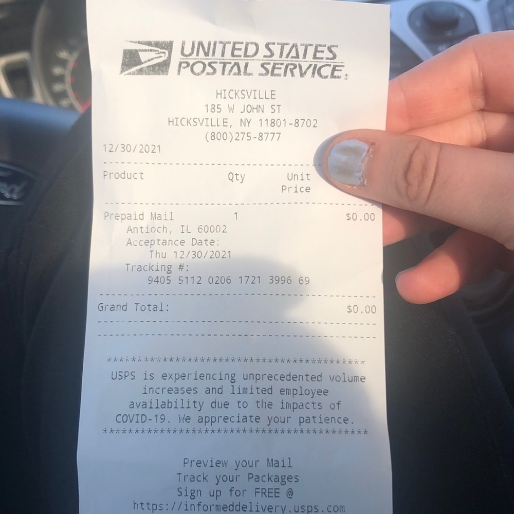 Proof of shipment- receipt